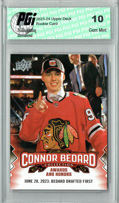 2023 Upper Deck Connor Bedard Collection #30 Awards/Honors SP Rookie Card PGI 10
