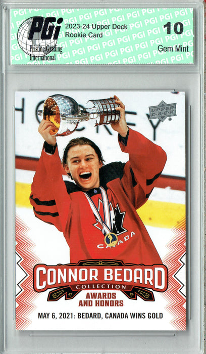 2023 Upper Deck Connor Bedard Collection #26 Awards/Honors SP Rookie Card PGI 10