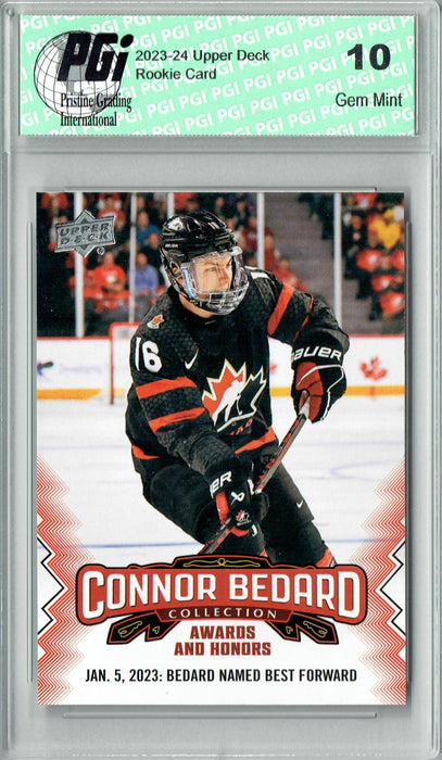 2023 Upper Deck Connor Bedard Collection #28 Awards/Honors SP Rookie Card PGI 10