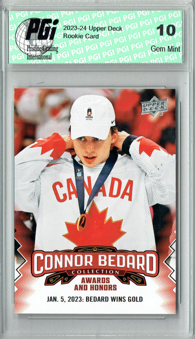 2023 Upper Deck Connor Bedard Collection #29 Awards/Honors SP Rookie Card PGI 10