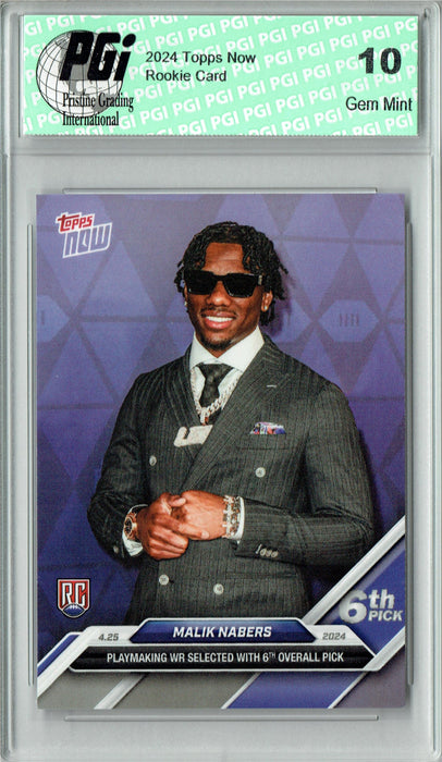 Malik Nabers 2024 Topps Now #D-4 Draft Night N.Y. Giants Rookie Card PGI 10