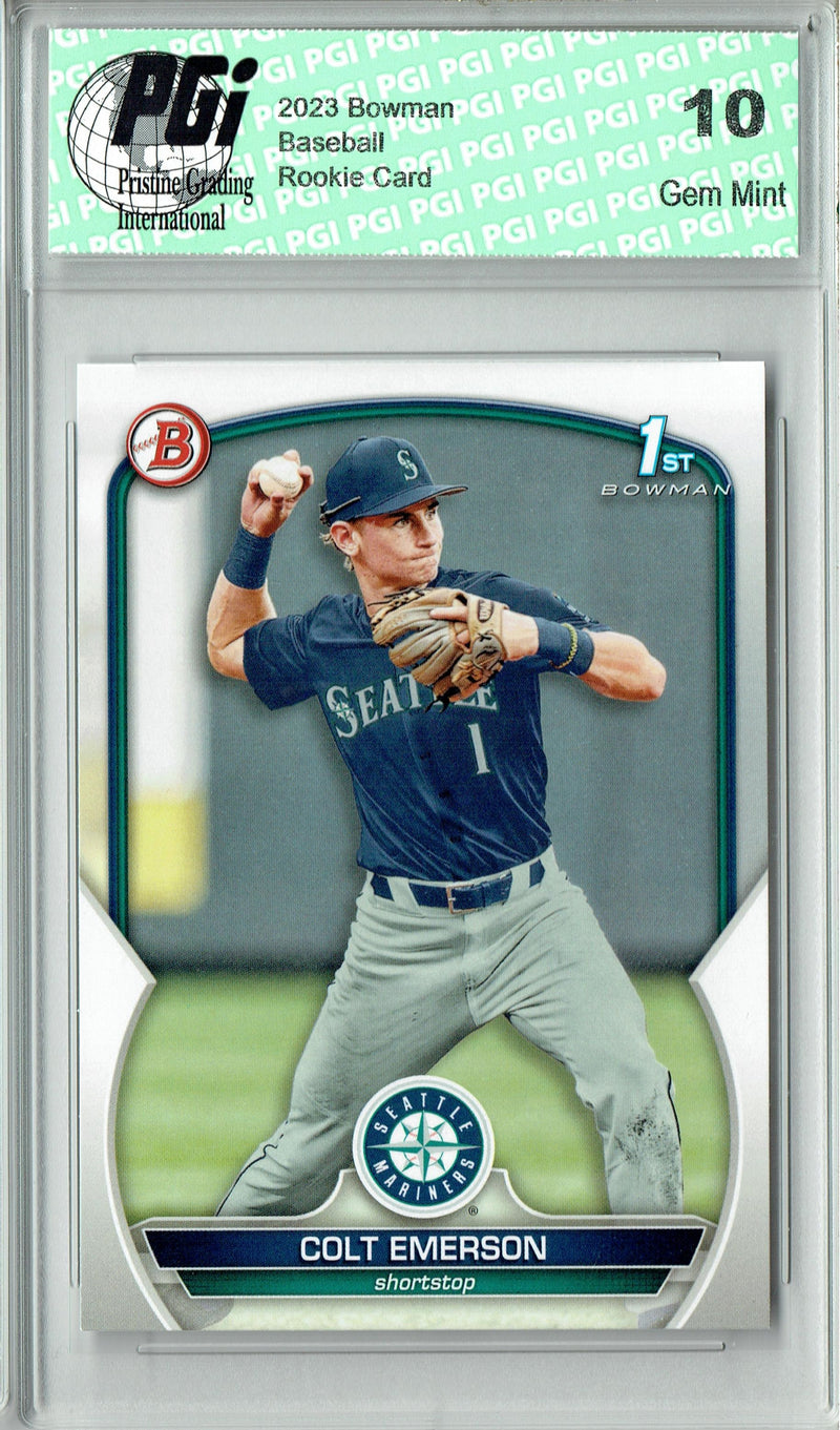 Colt Emerson 2023 1st Bowman #BD42 Seattle Mariners Rookie Card PGI 10