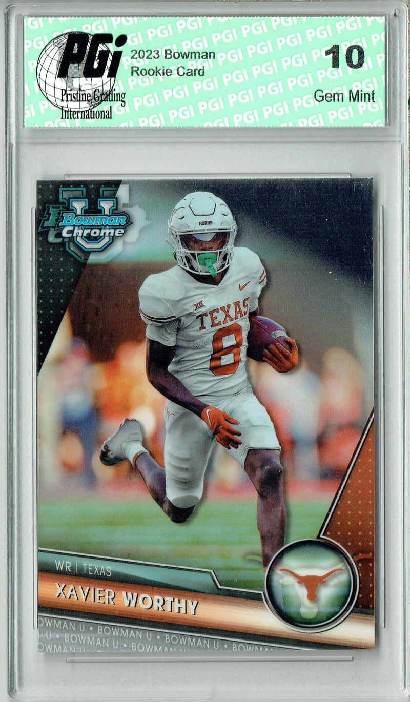 Xavier Worthy 2023 Bowman Draft Chrome #155 Kansas City Chiefs Rookie Card PGI 10
