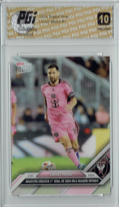 Lionel Messi 2024 Topps Now #1 PRISTINE Rare Trading Card PGI 10