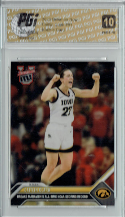 Caitlin Clark 2023 Bowman University Now #61 PRISTINE Rookie Card PGI 10