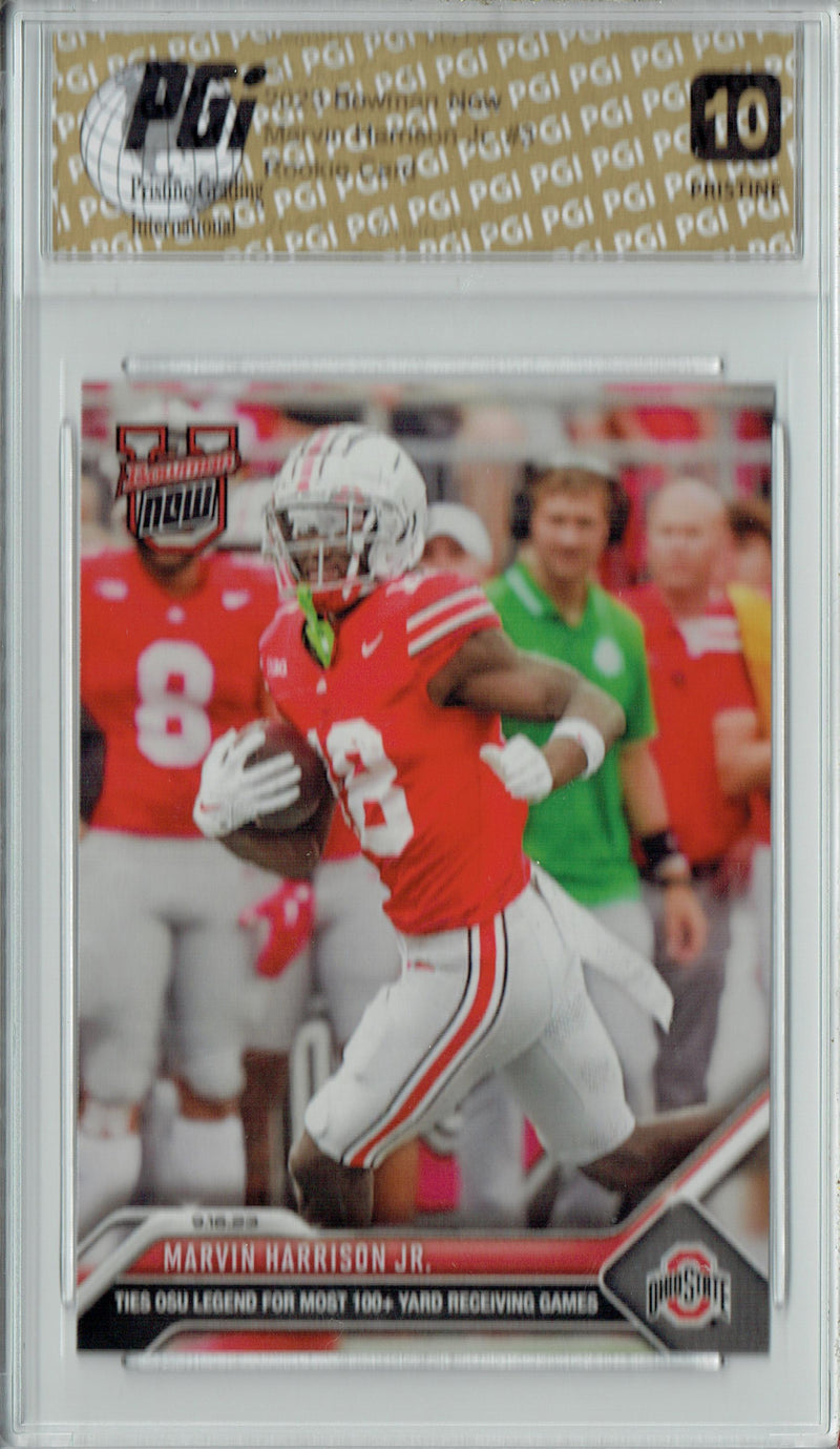 Marvin Harrison Jr. 2023 Bowman University Now #3 PRISTINE Rookie Card PGI 10