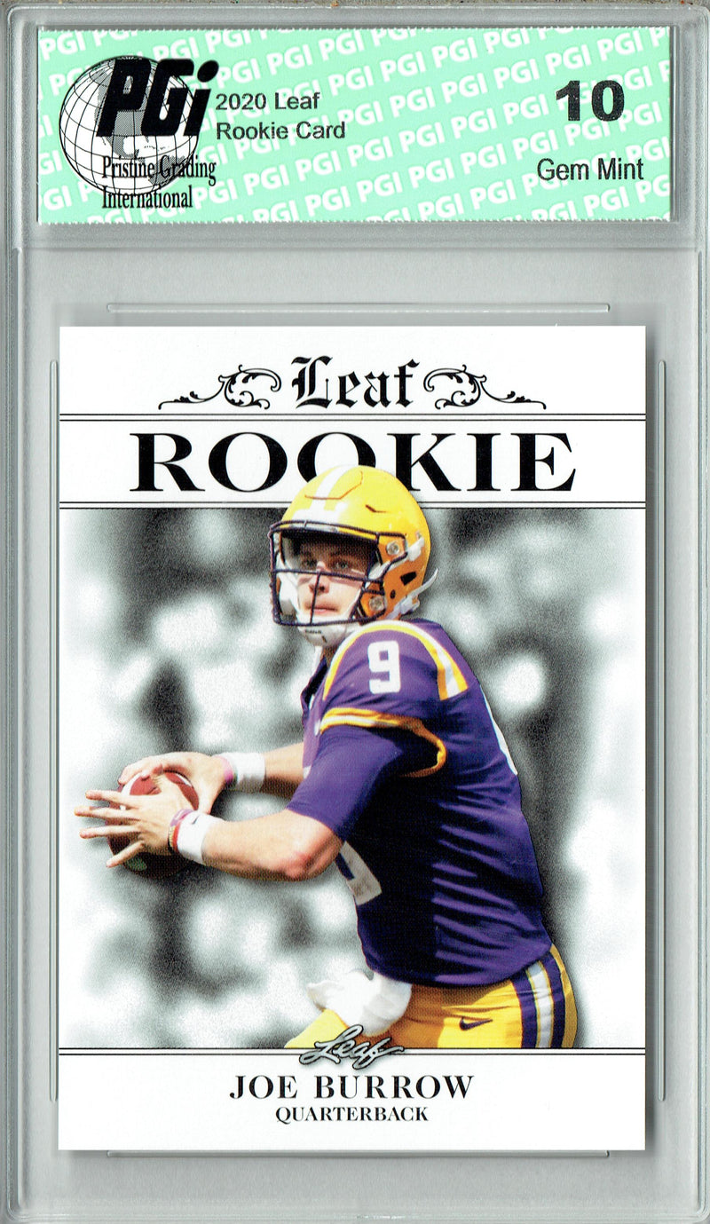 Joe Burrow Rookie Card Cincinnati PGI 10 Gem Mint Football Trading Card 2020 Leaf Exclusive #2 Only 5000 Made