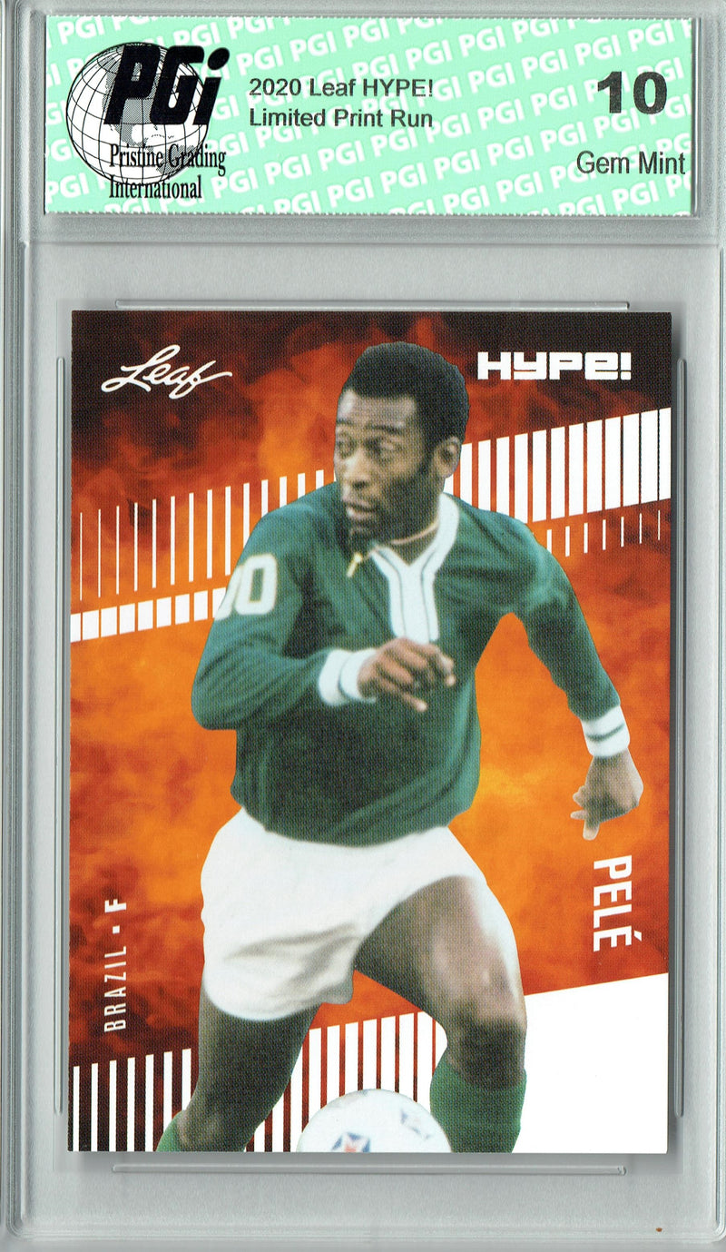 3) Pele Lionel Messi Cristiano Ronaldo 2020 Leaf HYPE Card GOAT Lot All PGI 10