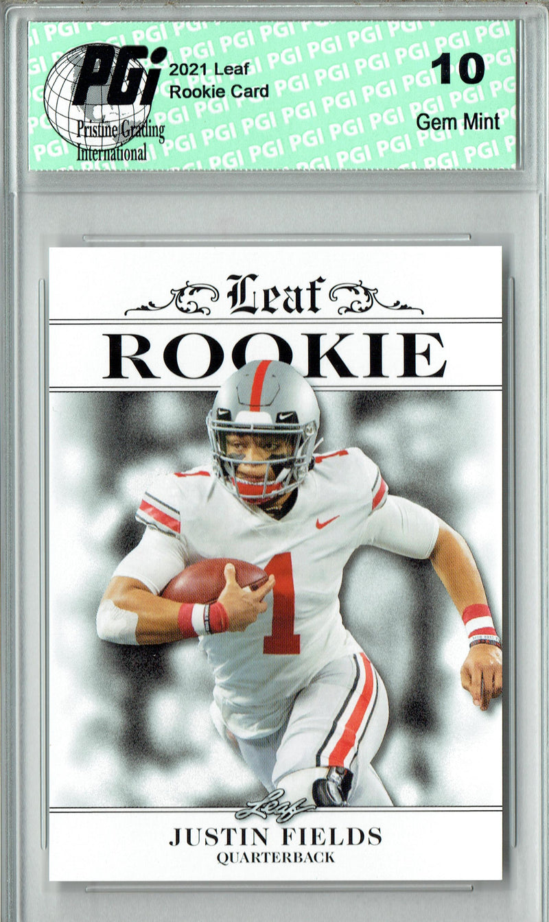 Justin Fields Rookie Card Ohio State / Chicago PGI 10 Gem Mint Football Trading Card 2021 Leaf Exclusive #1 Only 5000 Made