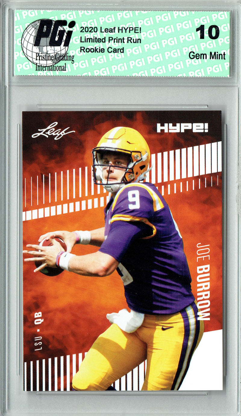 Joe Burrow Rookie Card Cincinnati PGI 10 Gem Mint Football Trading Card 2020 Leaf HYPE! #30 Only 5000 Made