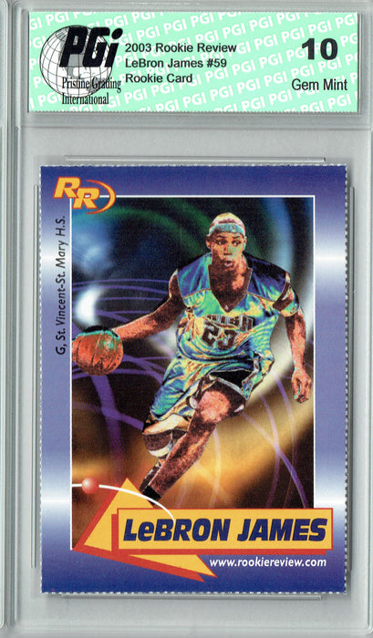 @@@ LeBron James 2003 Rookie Review #59 Rookie Card PGI 10 Gem Mint