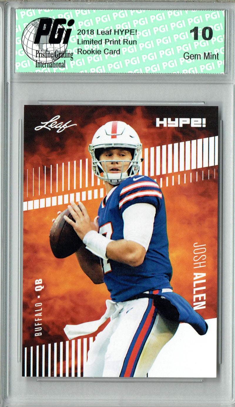 Josh Allen Rookie Card Buffalo PGI 10 Gem Mint Football Trading Card 2018 Leaf HYPE! #5A Just 5000 Ever Made