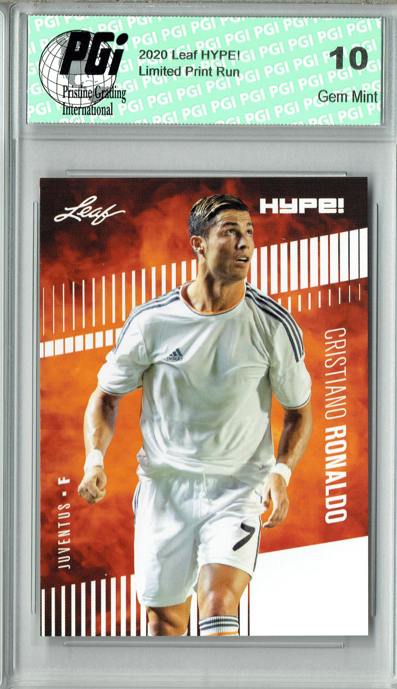 Two Card Short Print Cristiano Ronaldo 2020 Leaf HYPE #47 & Lionel Messi #46 - Both Cards PGI 10