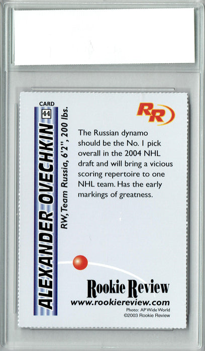 Alexander Ovechkin 2003 Rookie Review #44 Rookie Card PGI 10