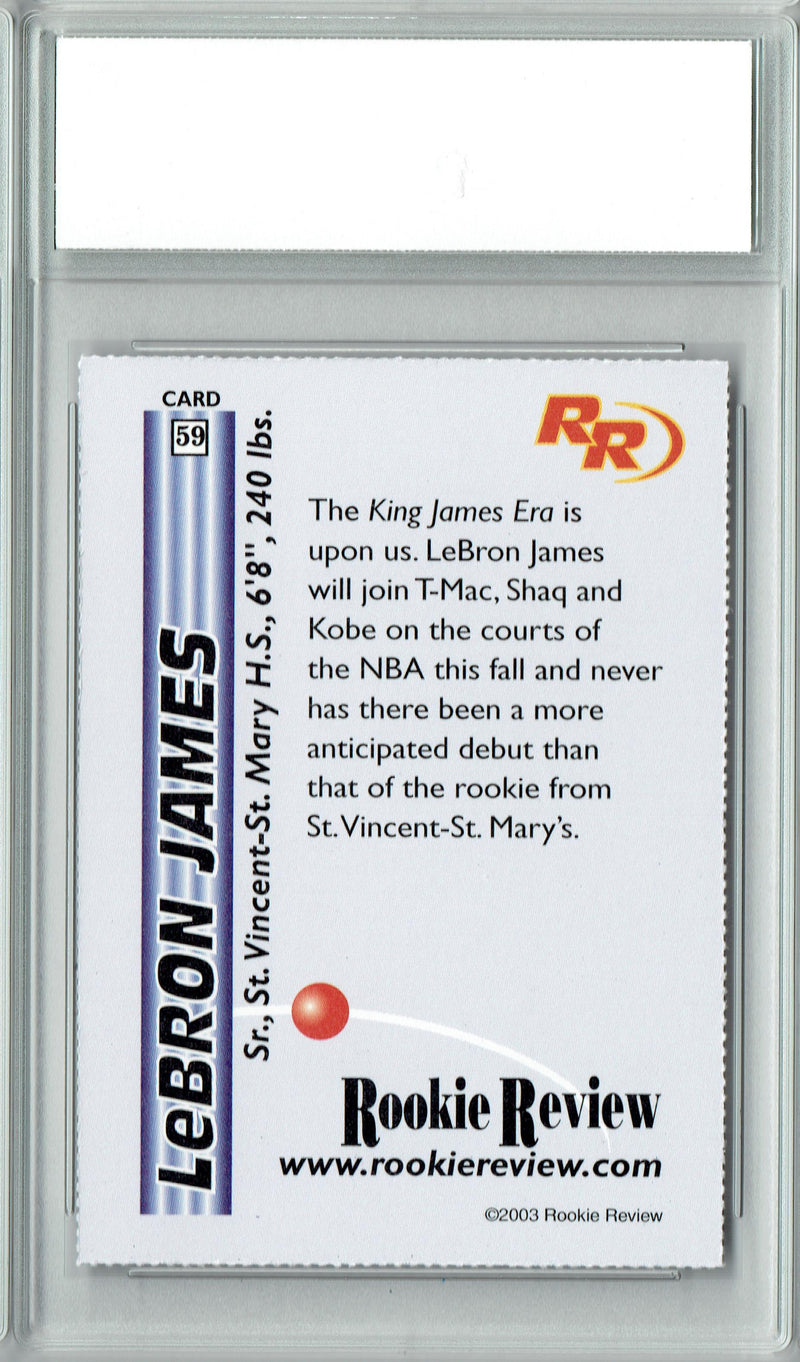 2003 Rookie Review #59 LeBron James Rookie Card PGI 10 Gem Mint