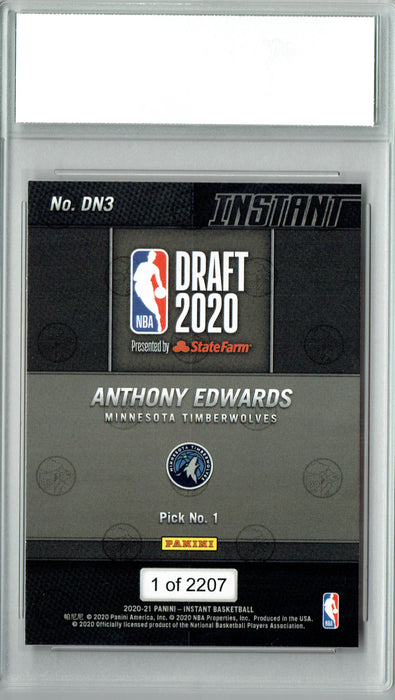 Anthony Edwards 2020 Panini Instant Draft Night #DN3 1/2207 Rookie Card PGI 10