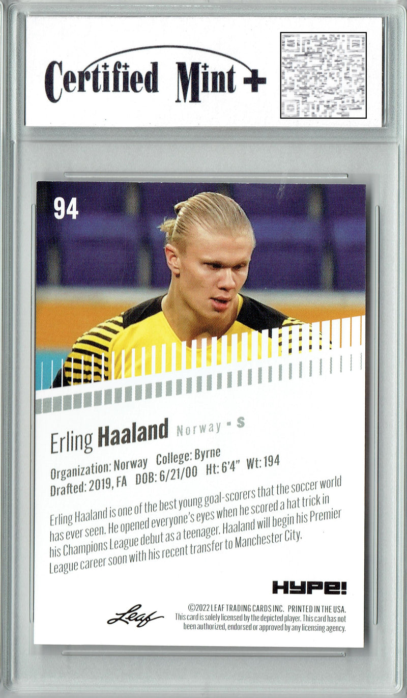 Certified Mint+ Erling Haaland 2022 Leaf HYPE #94 Just 5000 Made Terminator Manchester City Trading Card
