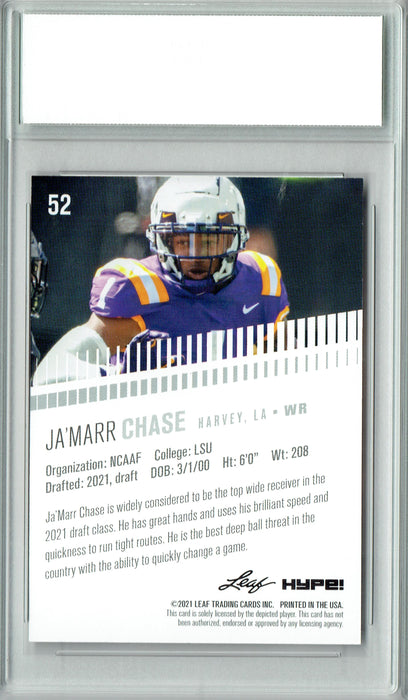 Ja'Marr Chase 2021 Leaf HYPE! #52 Only 5000 Made Rookie Card PGI 10