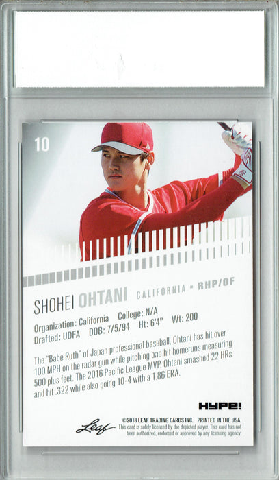 Shohei Ohtani 2018 Leaf HYPE! #10 Just 5000 Ever Made Rookie Card PGI 10 Dodgers