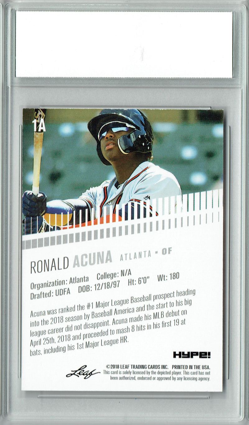 Ronald Acuna Jr. 2018 Leaf HYPE #1A Just 5000 Ever Made Rookie Card PGI 10