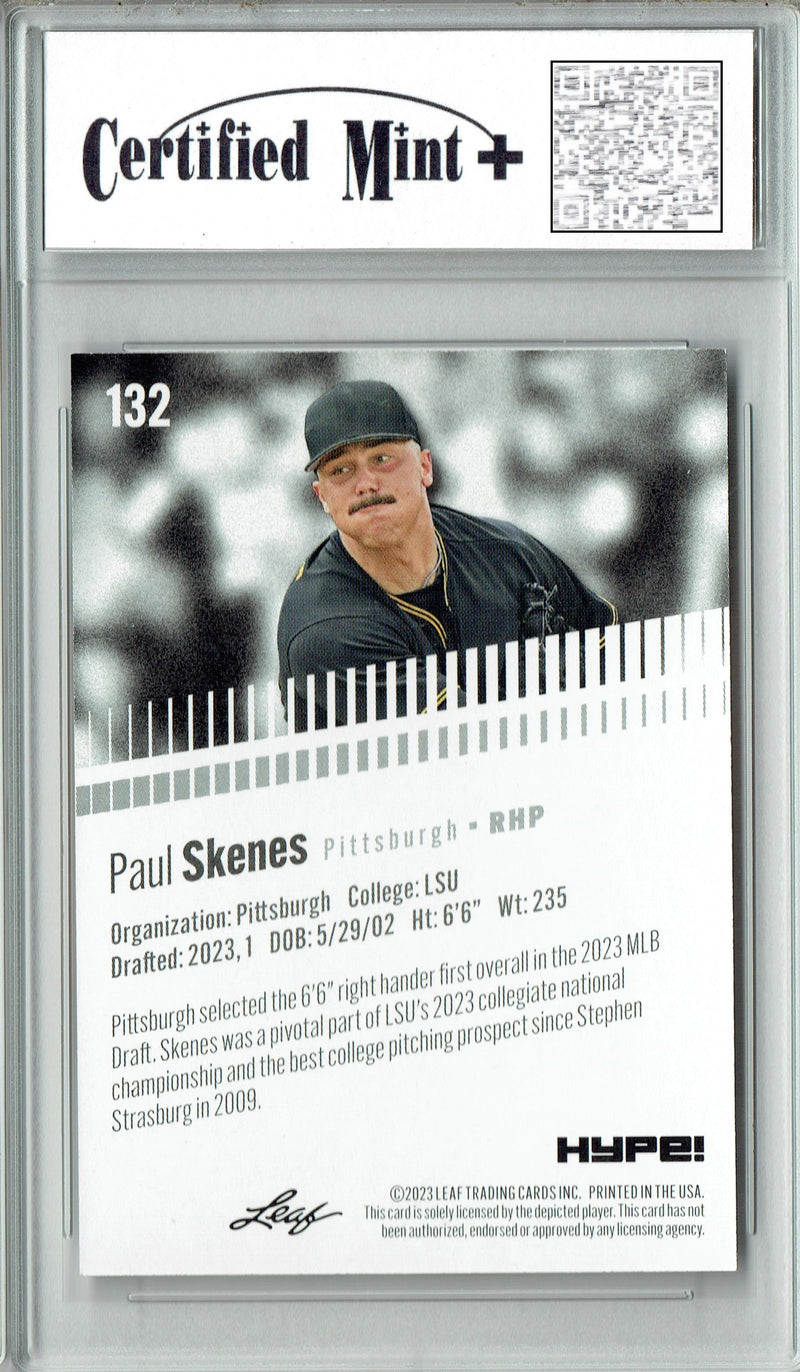 Certified Mint+ Paul Skenes 2023 Leaf HYPE #132 Only 5000 Made Rookie Card Pittsburgh Pirates