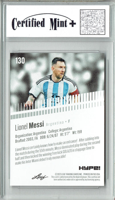 Certified Mint+ Lionel Messi 2023 Leaf HYPE! #130 Only 5000 Made! Rare Trading Card Argentina