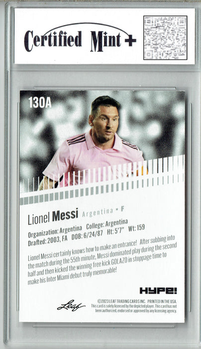 Certified Mint+ Lionel Messi 2023 Leaf HYPE! #130a Only 5000 Made! Rare Trading Card Inter Miami