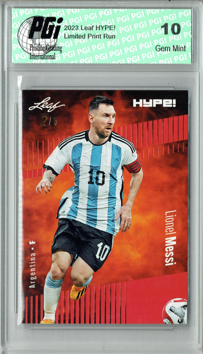 Lionel Messi 2023 Leaf HYPE! #130 Red SP, Just 5 Made Rare Trading Card PGI 10