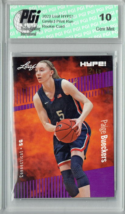 Paige Bueckers 2023 Leaf HYPE! #131A Purple SP, Just 10 Made Rookie Card PGI 10