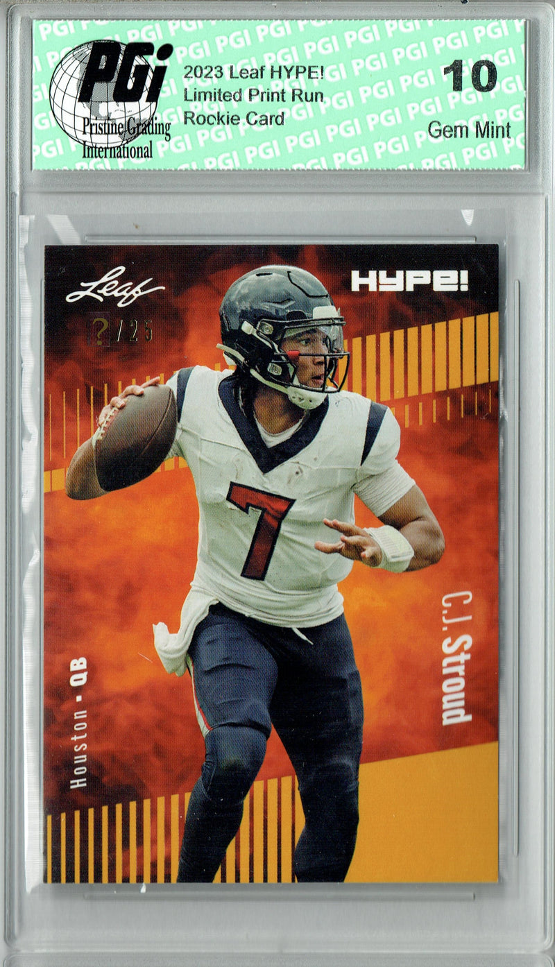 C.J. Stroud Rookie Card Ohio State / Houston PGI 10 Gem Mint Football Trading Card 2023 Leaf HYPE! #106A Gold SP Just 25 Made