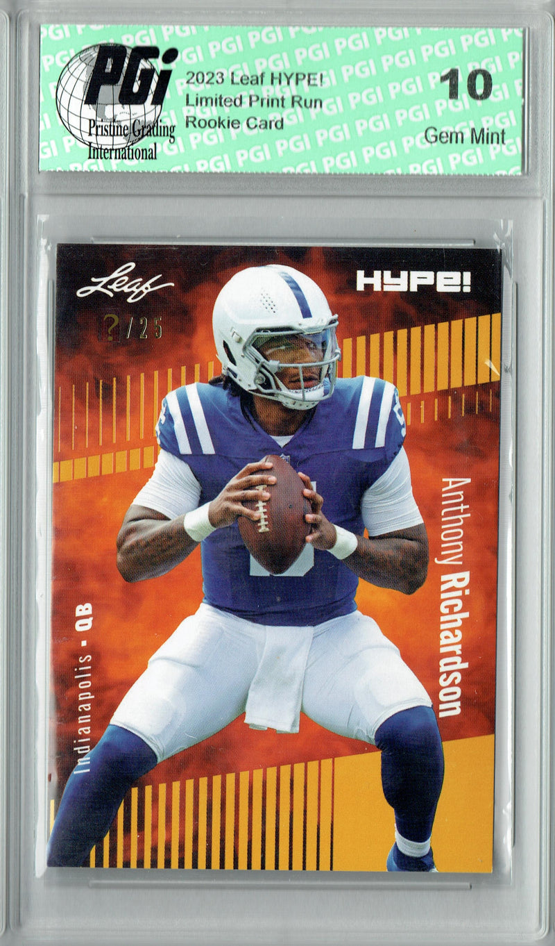 Anthony Richardson Rookie Card Indianapolis PGI 10 Gem Mint Football Trading Card 2023 Leaf HYPE! #100A Gold SP Just 25 Made