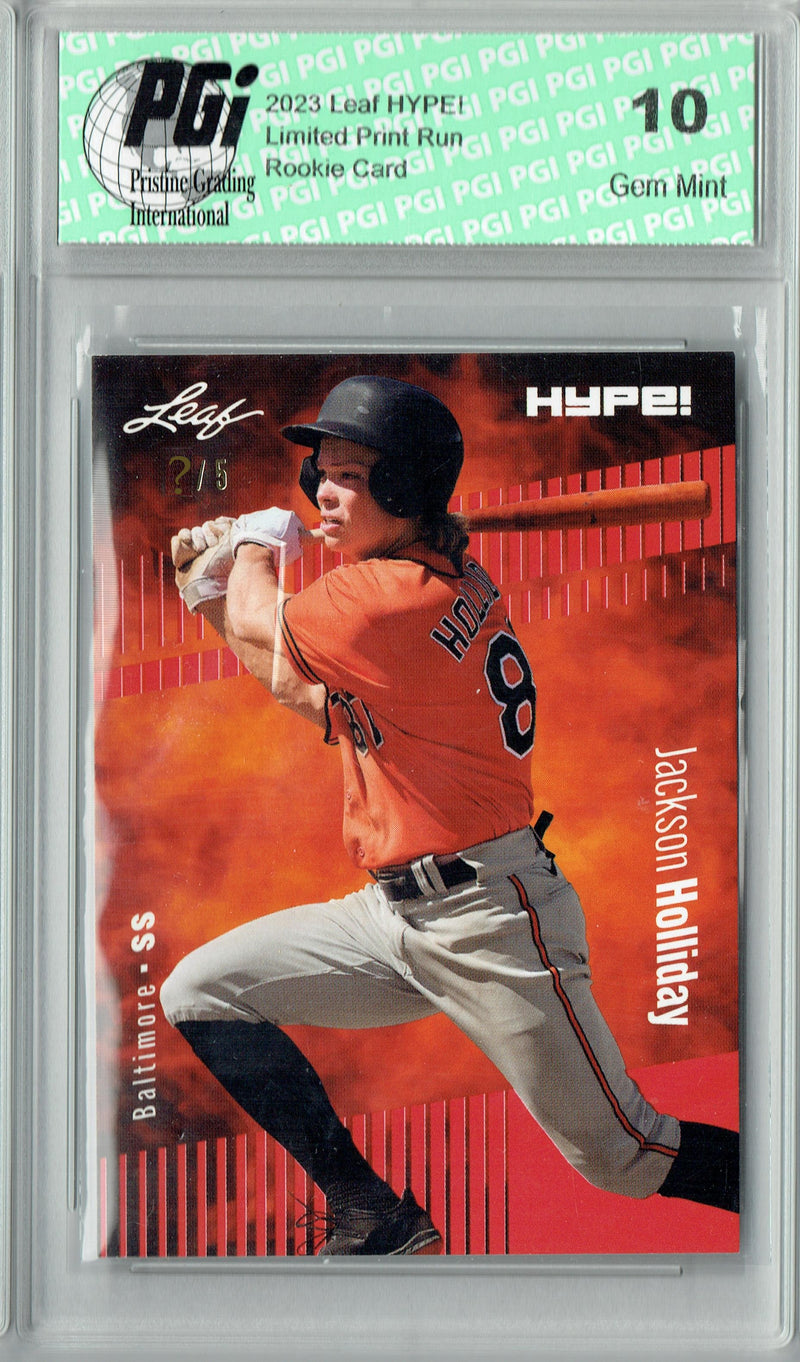 Jackson Holliday 2023 Leaf HYPE! #124 Red SP, Just 5 Made Rookie Card PGI 10