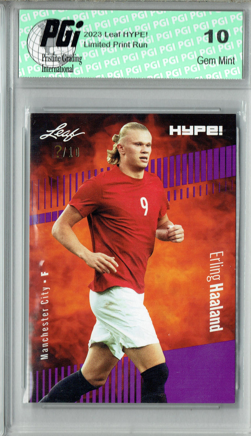 Erling Haaland 2023 Leaf HYPE! #118 Purple SP, Just 10 Made Rare Trading Card PGI 10