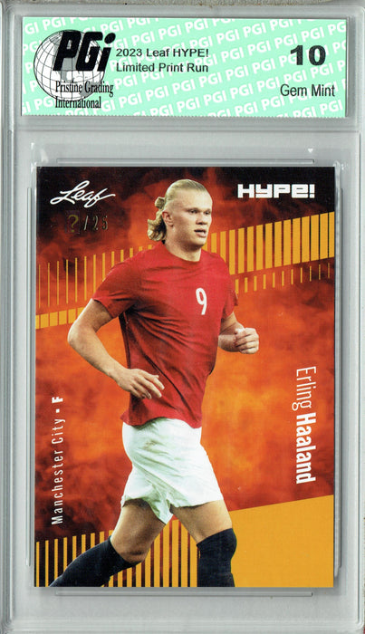 Erling Haaland 2023 Leaf HYPE! #118 Gold SP, Just 25 Made Rare Trading Card PGI 10