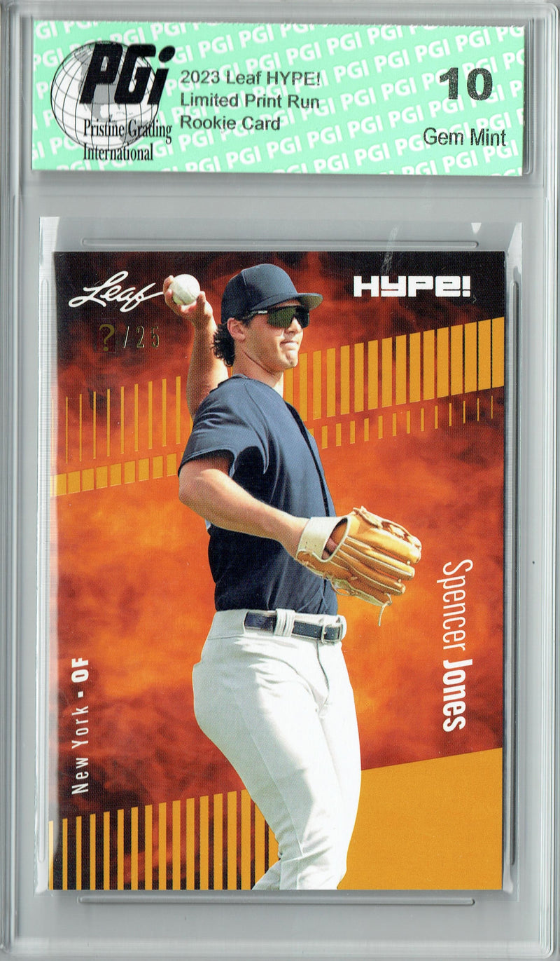 Spencer Jones 2023 Leaf HYPE! #136 Gold SP, Just 25 Made Rookie Card PGI 10
