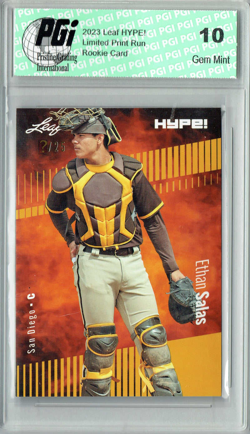 Ethan Salas 2023 Leaf HYPE! #119A Gold SP, Just 25 Made Rookie Card PGI 10