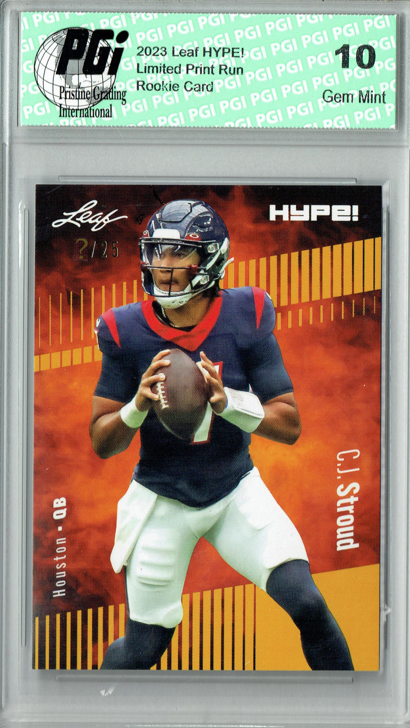 C.J. Stroud Rookie Card Ohio State / Houston PGI 10 Gem Mint Football Trading Card 2023 Leaf HYPE! #106 Gold SP Just 25 Made