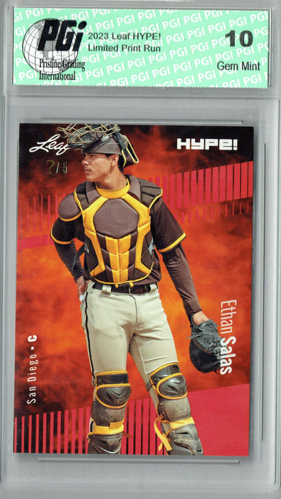 Ethan Salas 2023 Leaf HYPE! #119A Red SP, Just 5 Made Rookie Card PGI 10