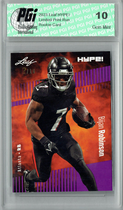 Bijan Robinson 2023 Leaf HYPE! #102 Purple SP, Just 10 Made Rookie Card PGI 10