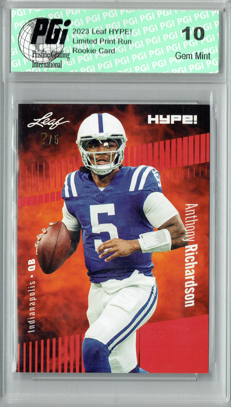 Anthony Richardson Rookie Card Indianapolis PGI 10 Gem Mint Football Trading Card 2023 Leaf HYPE! #100 Red SP Just 5 Made