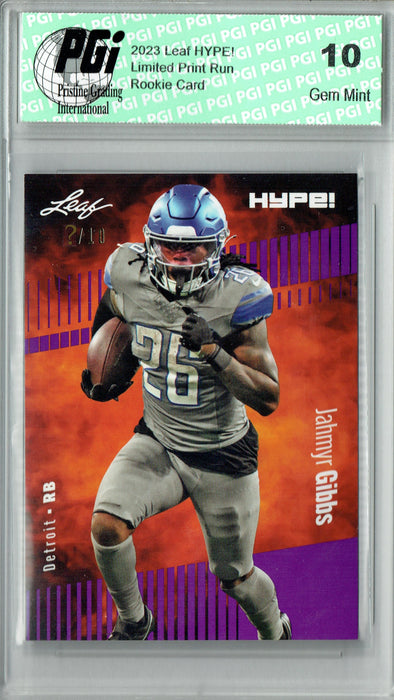 Jahmyr Gibbs 2023 Leaf HYPE! #125 Purple SP, Just 10 Made Rookie Card PGI 10