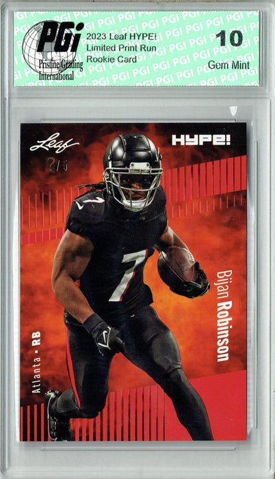 Bijan Robinson 2023 Leaf HYPE! #102 Red SP, Just 5 Made Rookie Card PGI 10