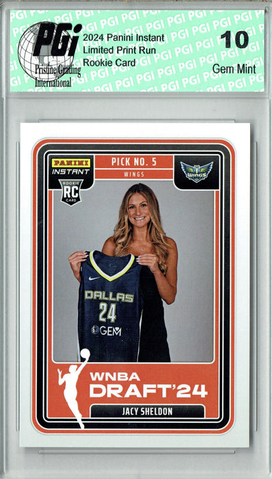 Jacy Sheldon 2024 Panini Instant #DN-5 WNBA Draft Night Rookie Card PGI 10