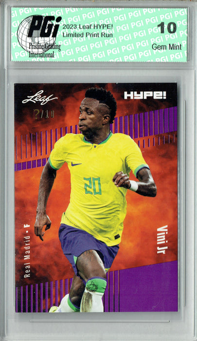 Vinicius Vini Junior 2023 Leaf HYPE! #138 Purple SP, Just 10 Made Trading Card PGI 10