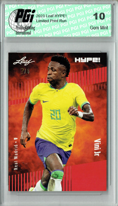 Vinicius Vini Junior 2023 Leaf HYPE! #138 Red SP, Just 5 Made Trading Card PGI 10