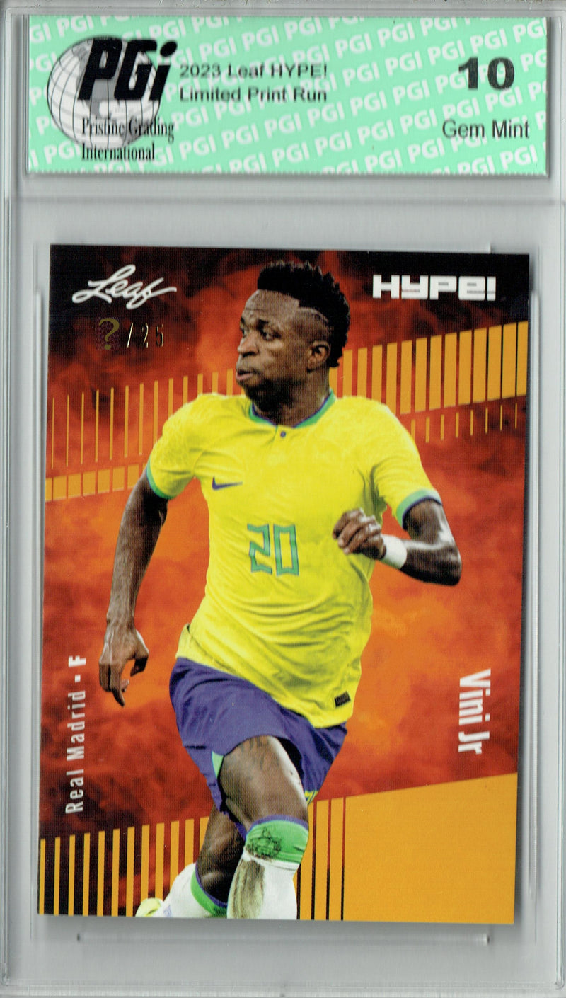 Vinicius Vini Junior 2023 Leaf HYPE! #138 Gold SP, Just 25 Made Trading Card PGI 10