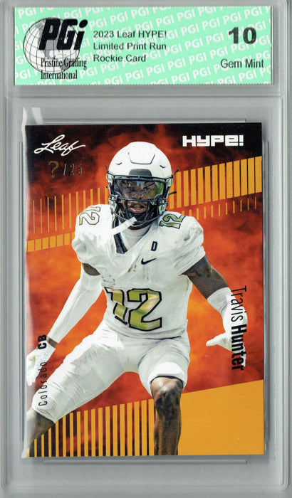 Travis Hunter 2023 Leaf HYPE! #137 Gold SP, Just 25 Made Rookie Card PGI 10