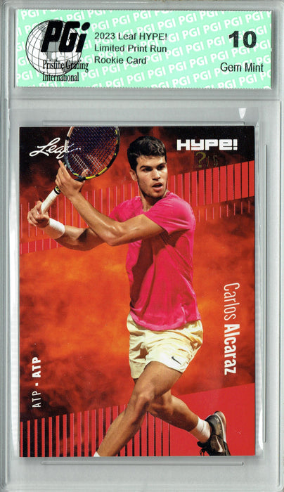 Carlos Alcaraz 2023 Leaf HYPE! #108 Red SP, Just 5 Made Rare Trading Card PGI 10