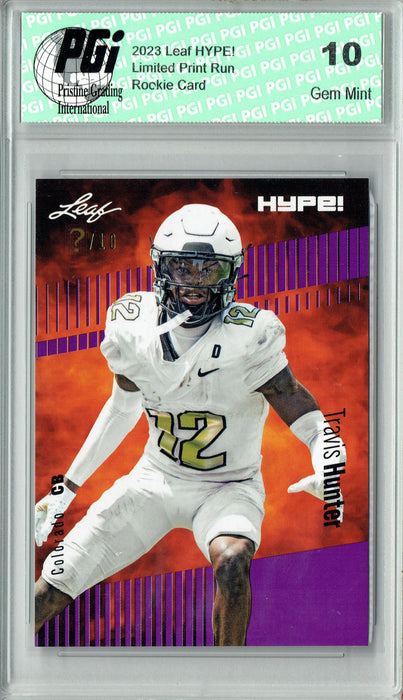 Travis Hunter 2023 Leaf HYPE! #137 Purple SP, Just 10 Made Rookie Card PGI 10