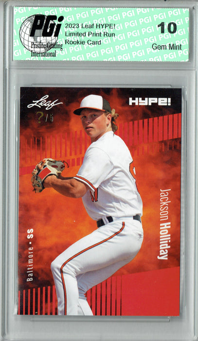 Jackson Holliday 2023 Leaf HYPE! #124A Red SP, Just 5 Made Rookie Card PGI 10